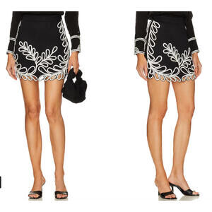 Karina Grimaldi Odile Embroidered cut out Skirt black size XS New $262 msrp